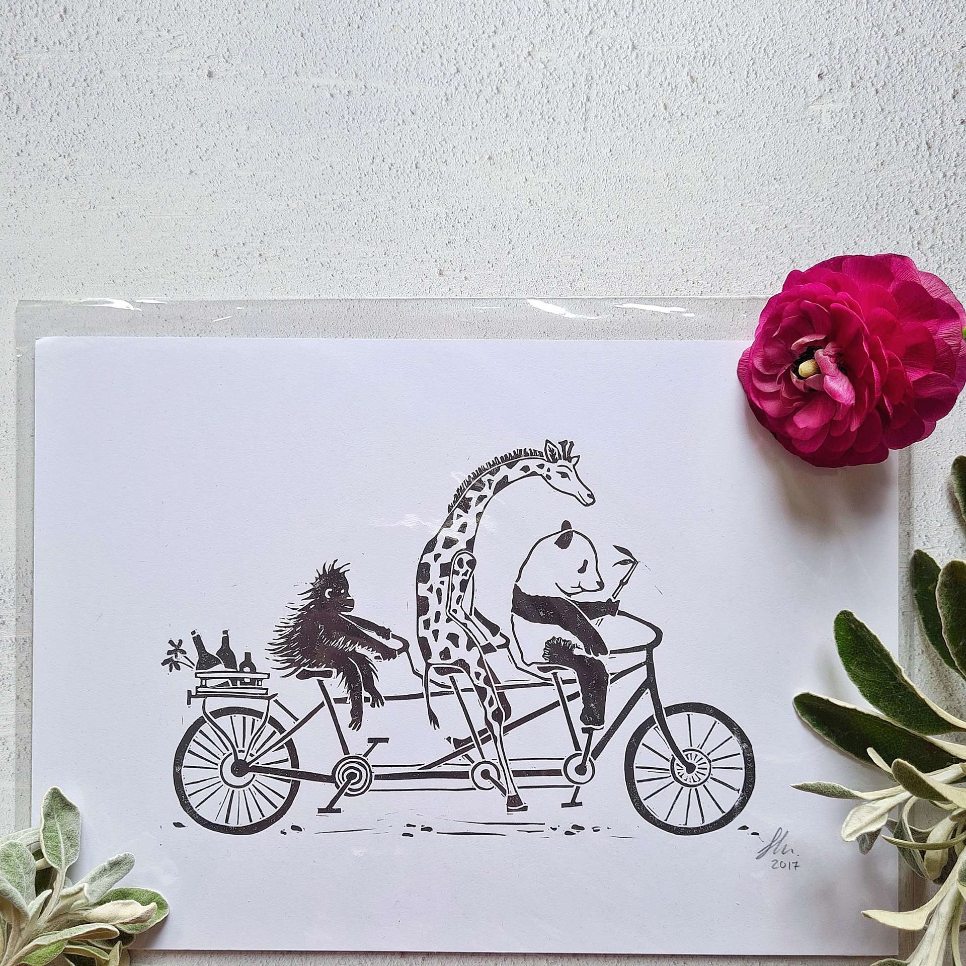 The Escapade Lino Print