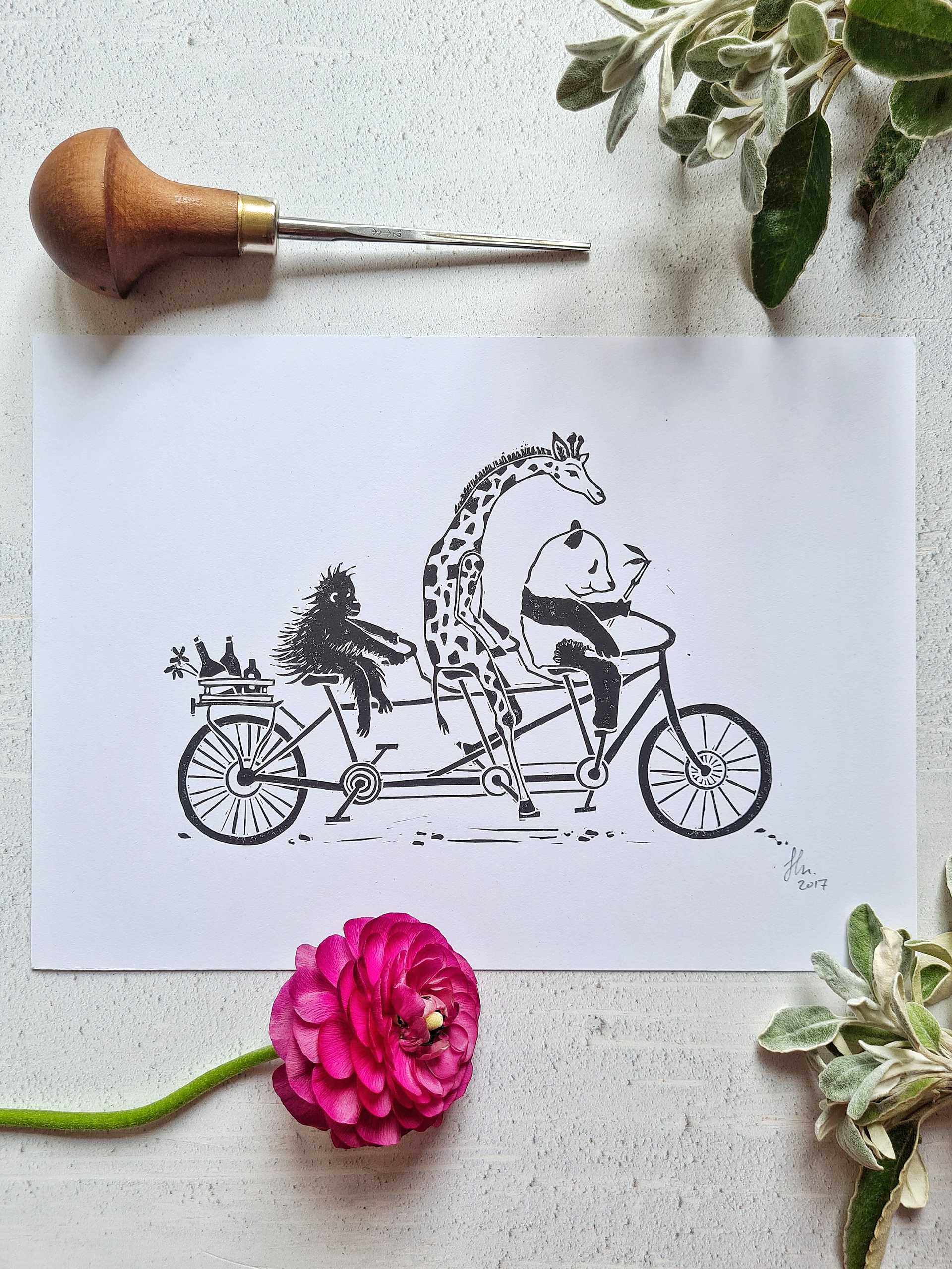 The Escapade Lino Print