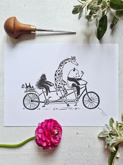 The Escapade Lino Print