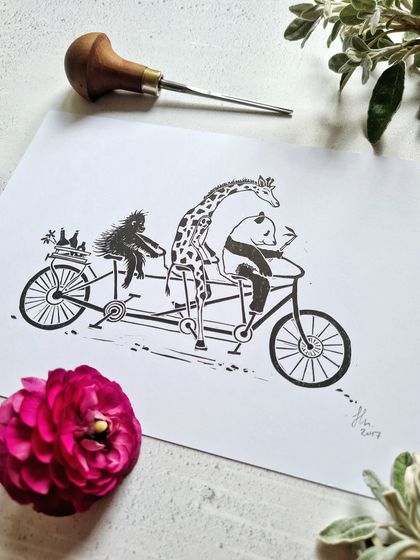 The Escapade Lino Print